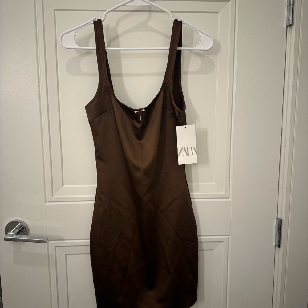 Zara Brown Sleeveless Dress